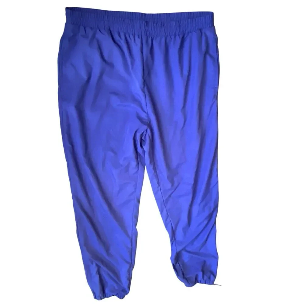 VTG Bill Blass Menswear Joggers Track Pants Lined Royal Blue Ankle Zippers Sz L